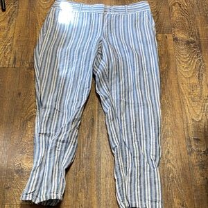LOFT size 8‎ Blue and White Striped Women's Chinos linen blend casual comfy